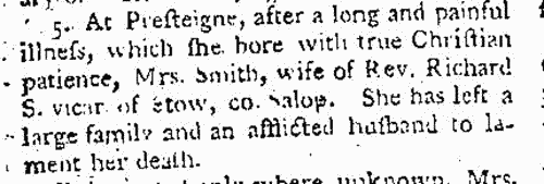 Deaths, Marriages, News and Promotions (1793)
