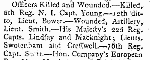 Deaths, Marriages, News and Promotions (1805)