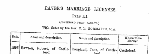 Yorkshire Marriage Licences (1595)