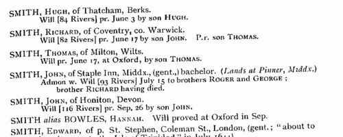 PCC Probates and Administrations (1645)