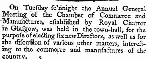Directors of the Glasgow Chamber of Commerce and Manufactures
 (1785)