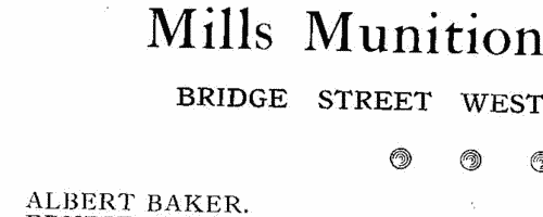 Workers from Mills Munitions Ltd of Bridge Street West, Birmingham, who fought in the Great War
 (1919)