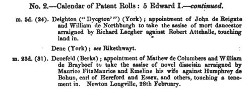 Patent Rolls: entries for Cumberland
 (1276-1277)