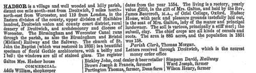 Inhabitants of Frankley in Worcestershire
 (1868)