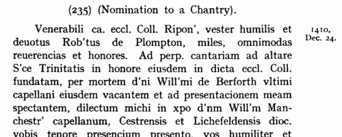 Clerks, clergy, benefactors and tenants of Ripon, Yorkshire (1178-1474)