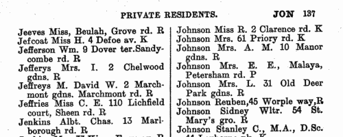 Inhabitants of Richmond, Kew and Petersham (1937)