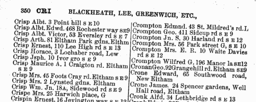 Inhabitants of Blackheath, Lee, Greenwich, Eltham and Mottingham (1937)