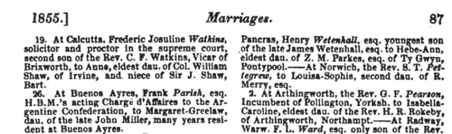 Deaths, Marriages, News and Promotions (1855)