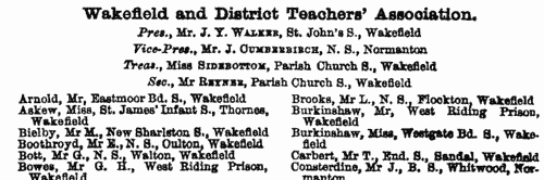 Elementary Teachers in Tanfield
 (1880)