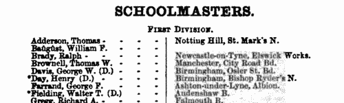 Trainee Schoolmasters at Chester (1877)
