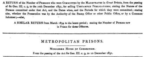 Gaoled Newspaper Vendors in Stafford County Prison
 (1821-1835)