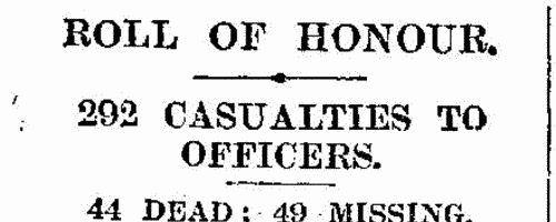 Australian Officers Killed in the Great War
 (1916)