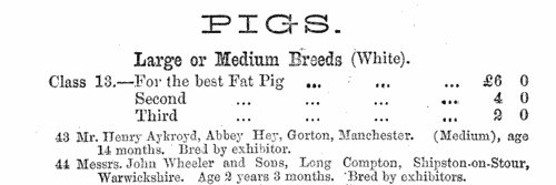 Exhibitors of Poultry at Belle Vue
 (1874)