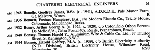 Chartered Electrical Engineers (M. I. E. E. and A. M. I. E. E.) (1951)