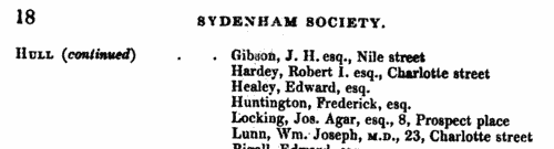 Members of the Sydenham Society in Kidderminster
 (1846-1848)