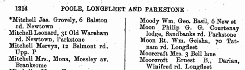 Residents of Poole, Longfleet and Parkstone (1934)