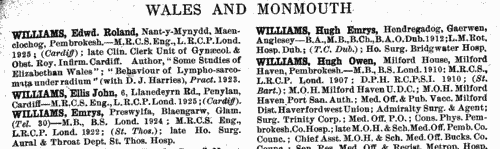 Medical Practitioners in Wales and Monmouthshire (1926)