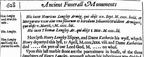Ancient Funeral Monuments in the Diocese of Rochester
 (1631)