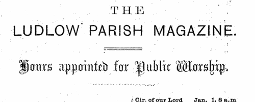 Ludlow Parish Magazine: Burials
 (1891)