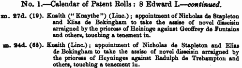 Patent Rolls: entries for Sussex (1279-1280)