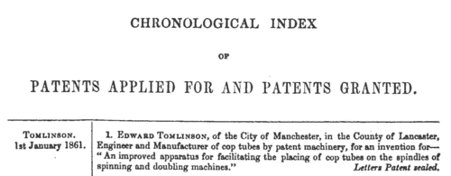 Patentees of New Inventions (1861)