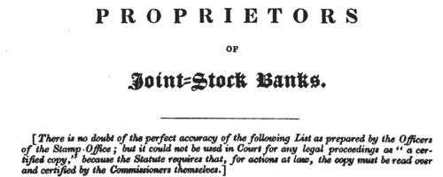 Shareholders of the Northamptonshire Union Bank
 (1838)