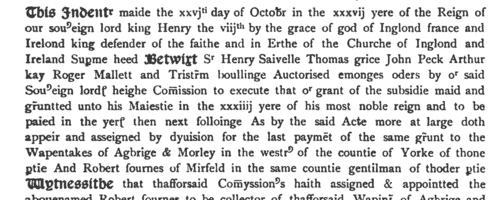 Altofts Lay Subsidy: Anticipation
 (1545)