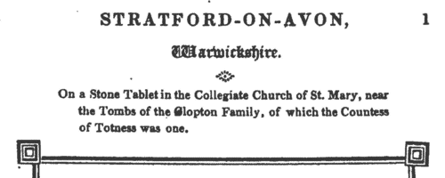 Gravestones of Servants: Hertfordshire
 (1800)