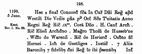 Feet of Fines at Westminster: Middlesex Cases
 (1197)