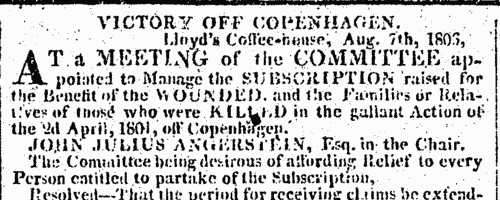 Sailors killed at the Battle of Copenhagen: H. M. S. Elephant
 (1804)