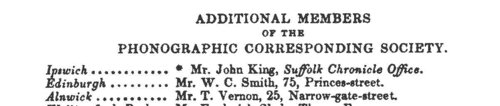 New Members of the Phonographic Corresponding Society
 (1844)