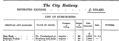 City Railway Shareholders (1837)