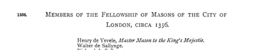 The Company of Free Masons of  London
 (1563)