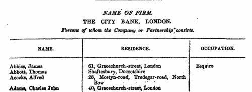 City Bank Shareholders (1873)