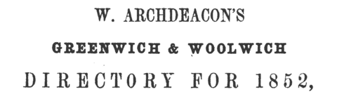 Traders in Greenwich, Woolwich &c. (1852)