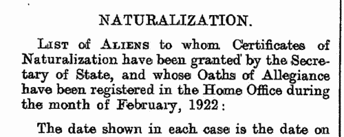 Naturalizations (1922)