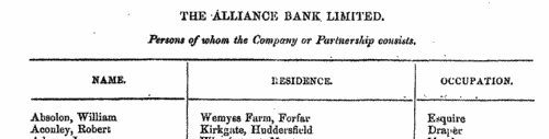 Alliance Bank Shareholders (1873)