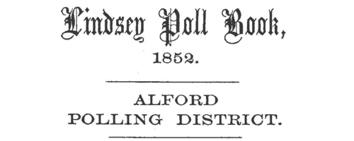 North Lincolnshire Non-Voters: Alford Polling District (1852)