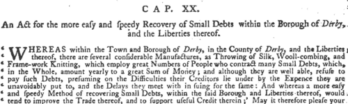 Derby Small Debt Court Commissioners (1766)