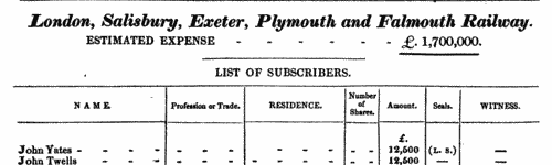 London, Salisbury, Exeter, Plymouth and Falmouth Railway Shareholders (1837)