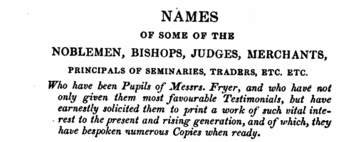 Subscribers to Willcolkes and Fryers' Arithmetic: Ireland
 (1843)