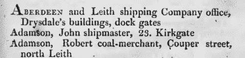 Tradesmen and Professionals in Leith (1819)