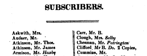 Subscribers to The Neighbourhood of Heslington (1815)