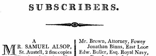 Subscribers to Immateriality &c. (1803)