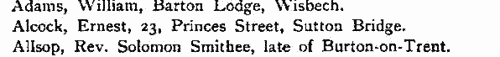 Subscribers to the History of Wisbech (1898)