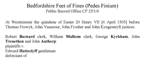 Bedfordshire Pedes Finium (1499)