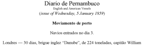 Masters of Merchantmen at Pernambuco (1859)