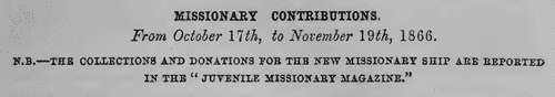 Ilkeston Missionary Contributions (1866)